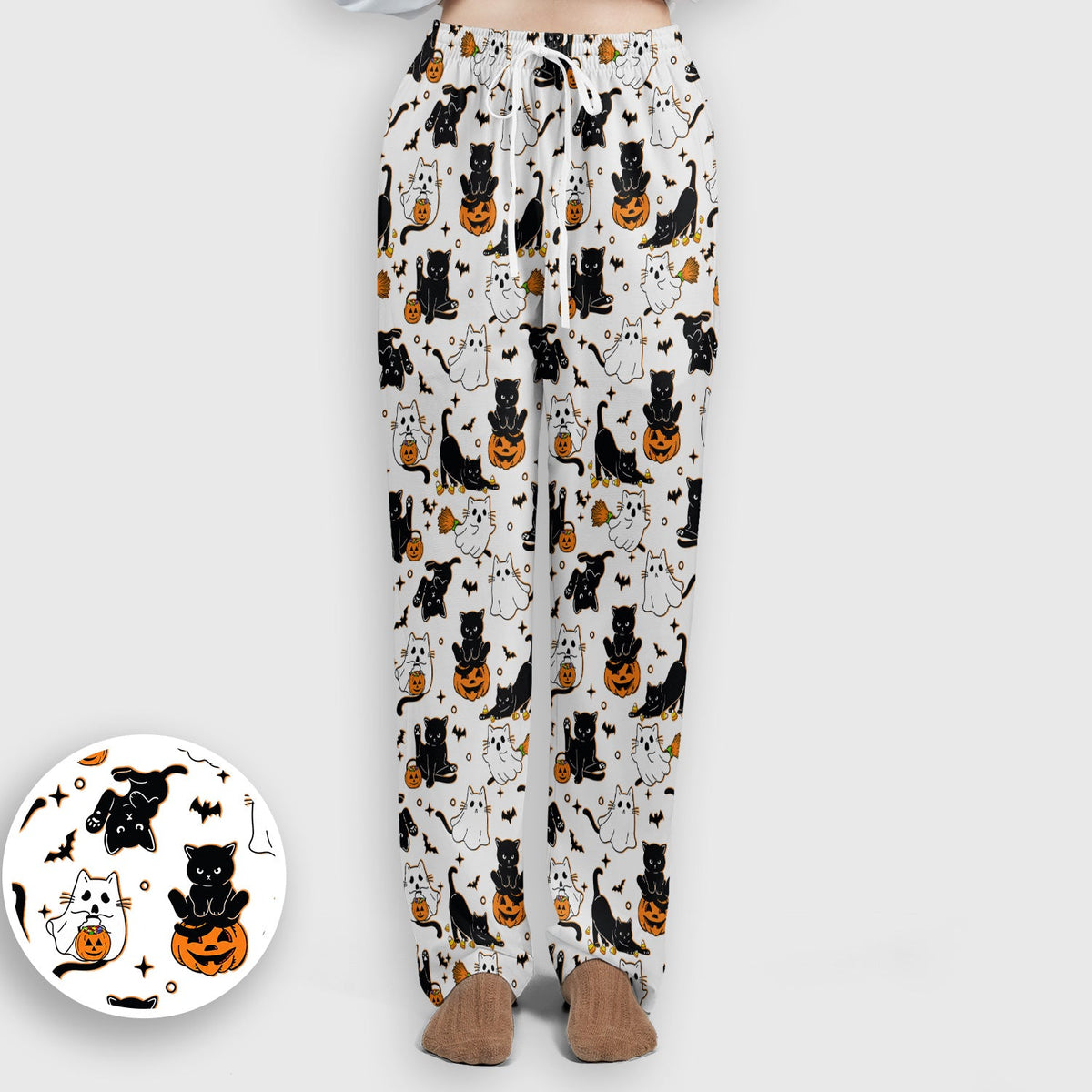Cat Ghost Pumpkin Nurse Scrub Set - Halloween Gift