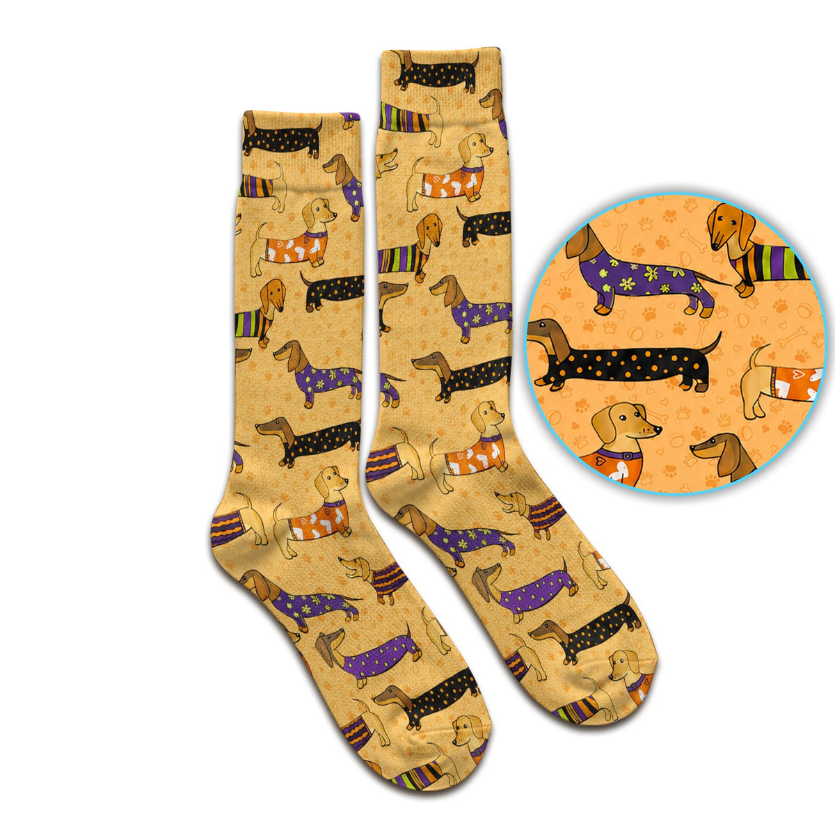 Dachshund Paw Print Nurse Socks