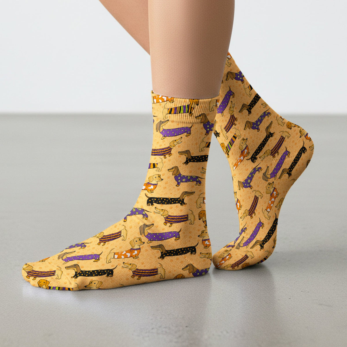 Dachshund Paw Print Nurse Socks