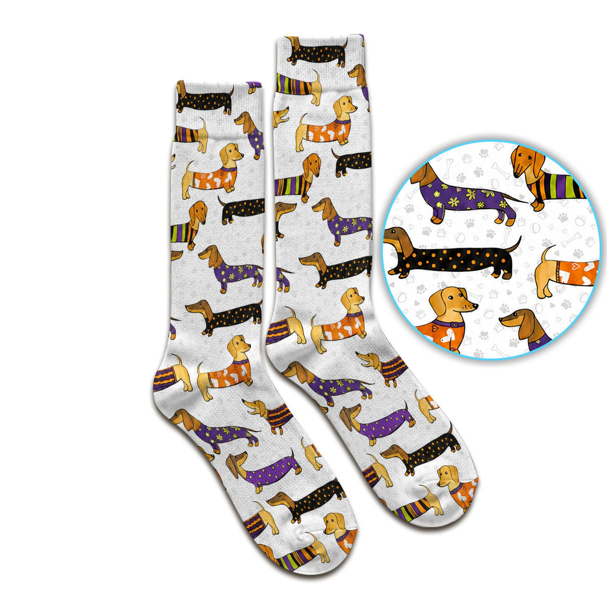 Dachshund Paw Print Nurse Socks