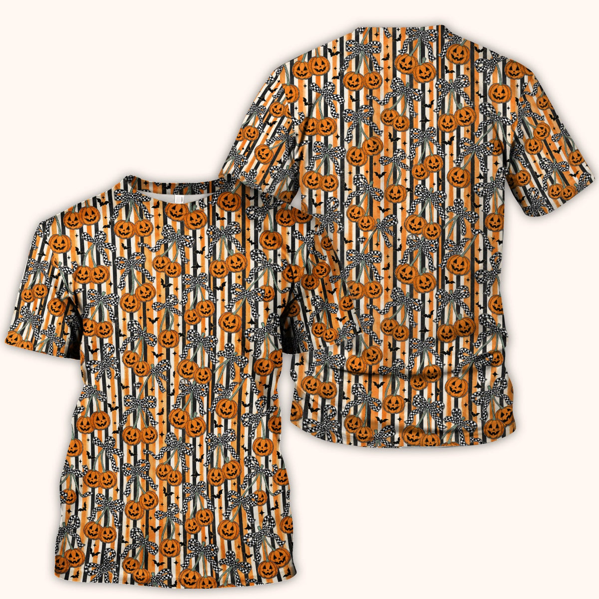 Bow Stripe Nurse Scrub Top - Halloween Gift