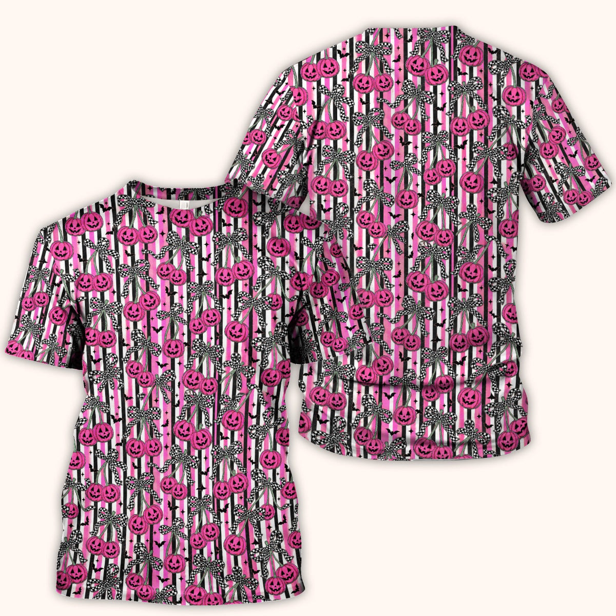 Bow Stripe Nurse Scrub Top - Halloween Gift