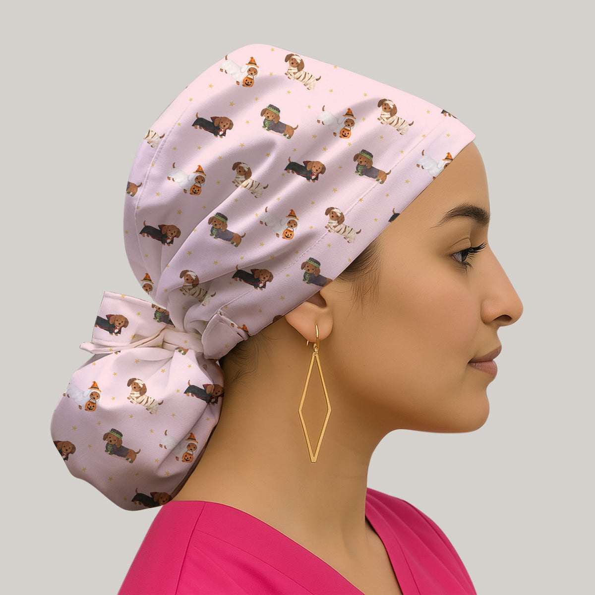 Mummy Dachshund Scrub Cap - Halloween Gift For Nurse