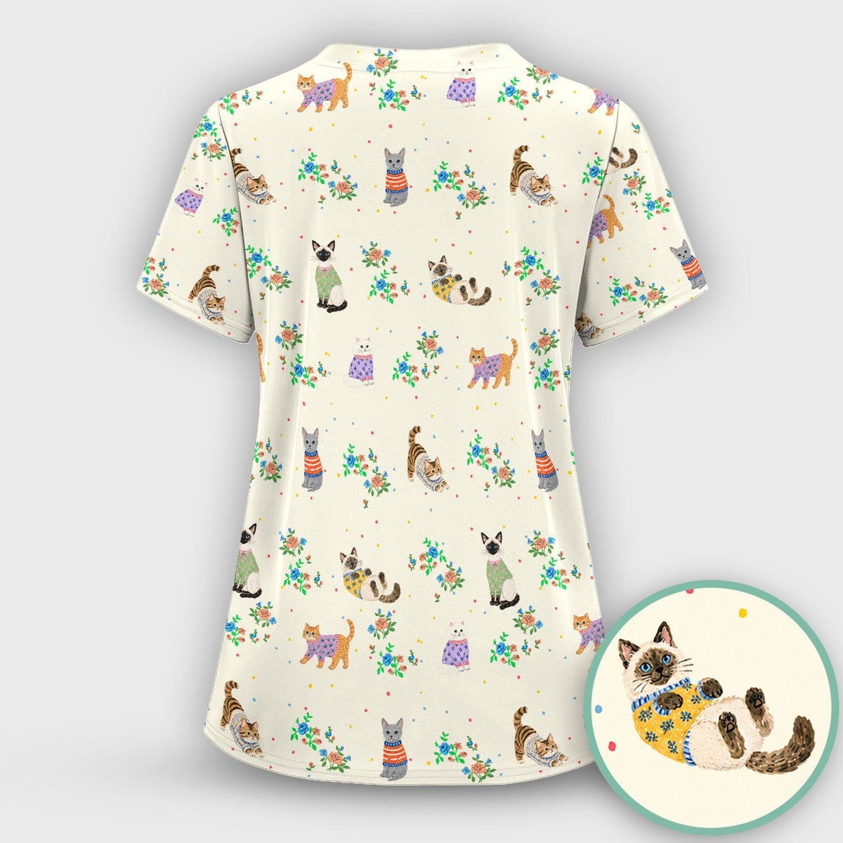 Watercolor Cat Nurse Scrub Set