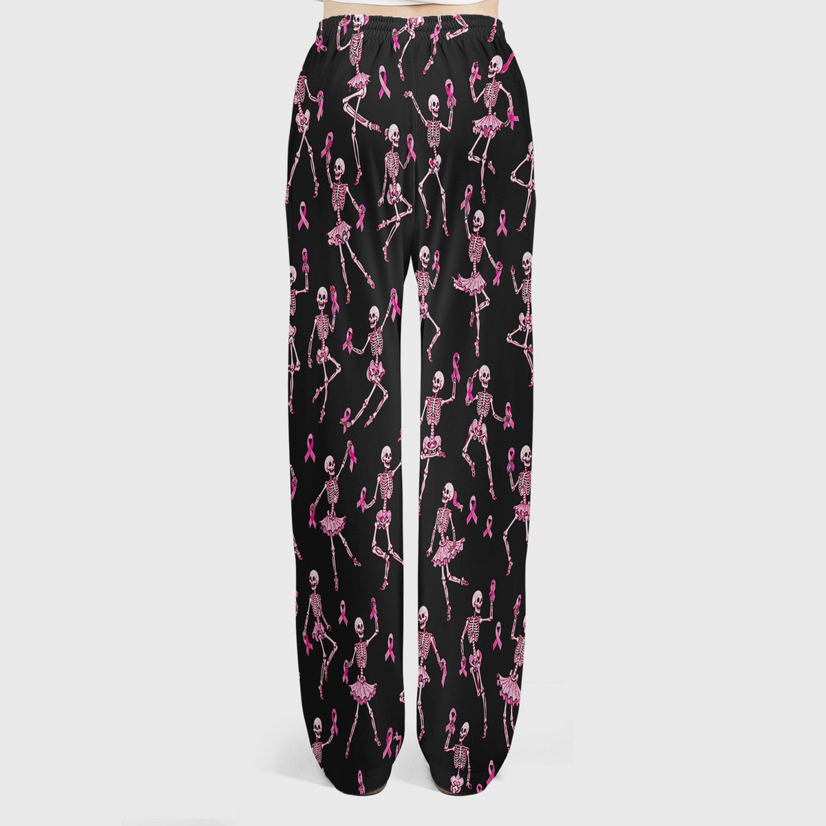 Breast Cancer Skeleton Nurse Scrub Set - Black Pink