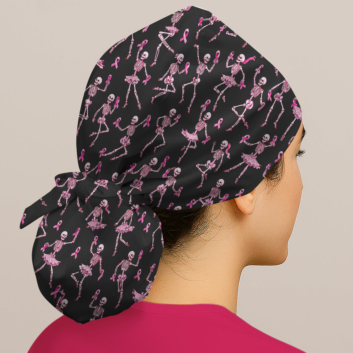 Breast Cancer Skeleton Nurse Scrub Cap