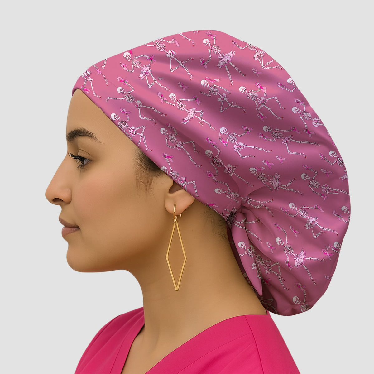 Breast Cancer Skeleton Nurse Scrub Cap