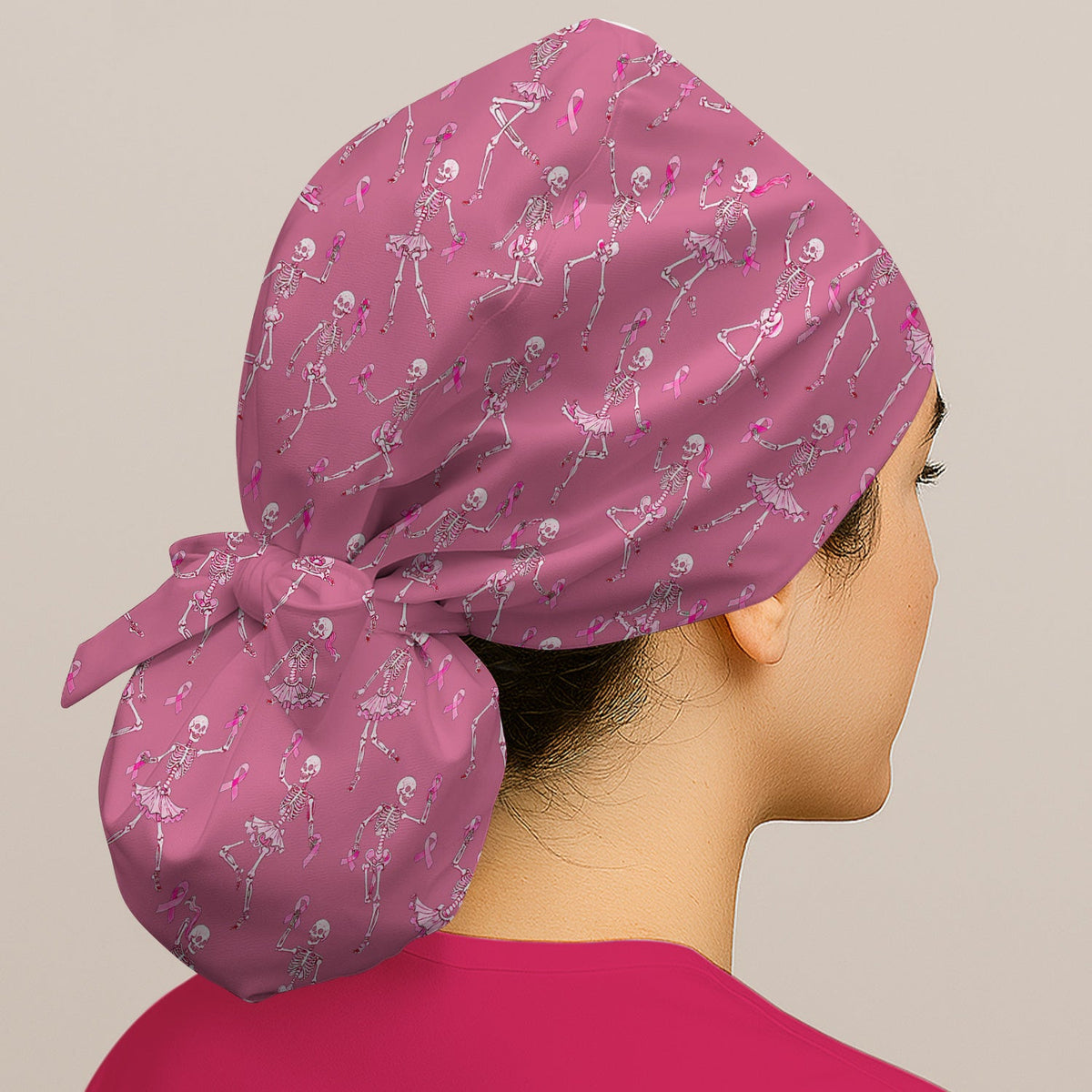 Breast Cancer Skeleton Nurse Scrub Cap