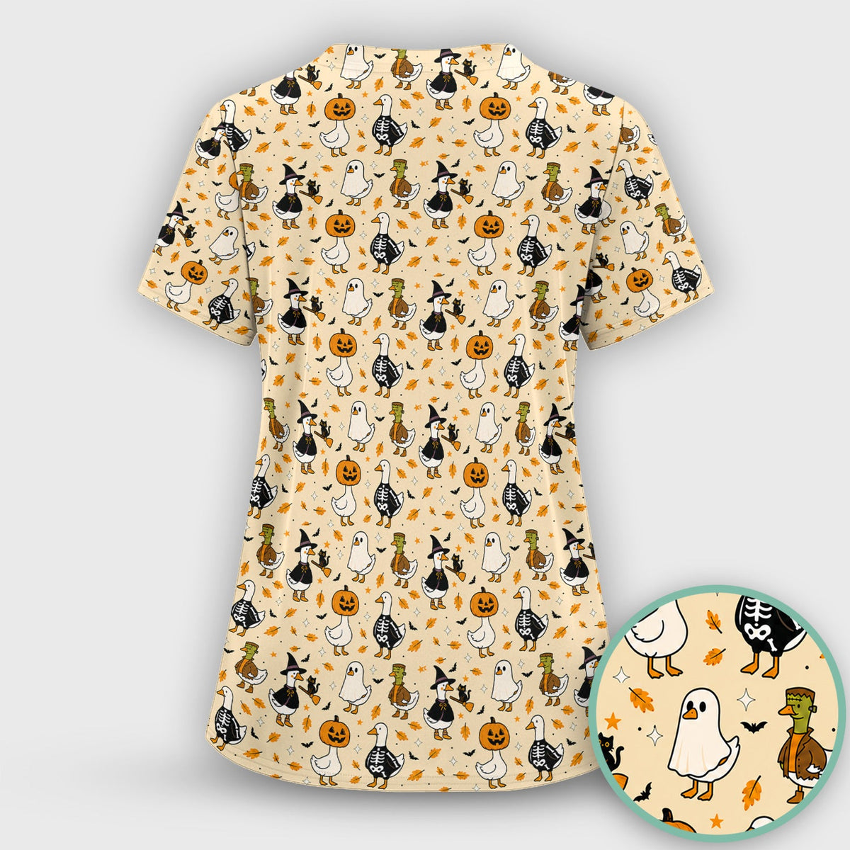 Spooky Halloween Goose Nurse Scrub Set