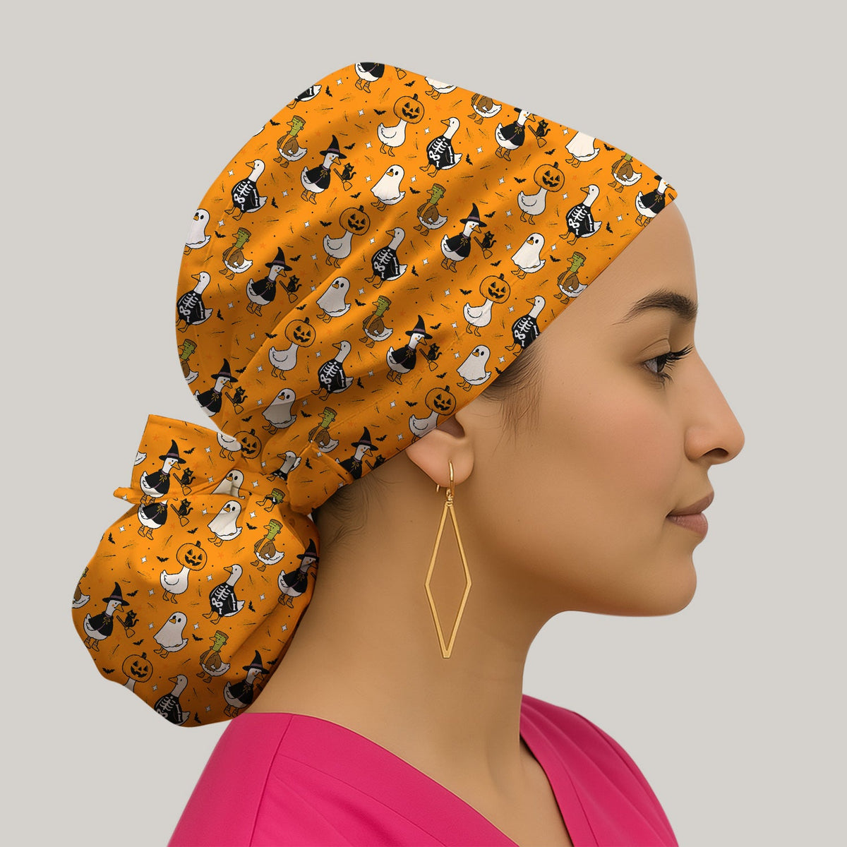 Spooky Halloween Goose Scrub Cap