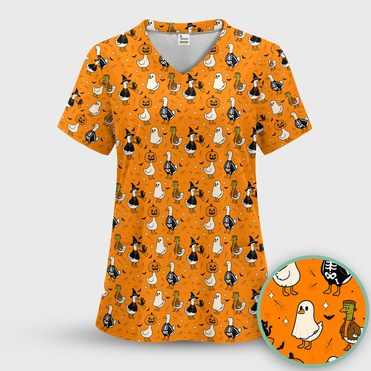 Spooky Halloween Goose Nurse Scrub Set