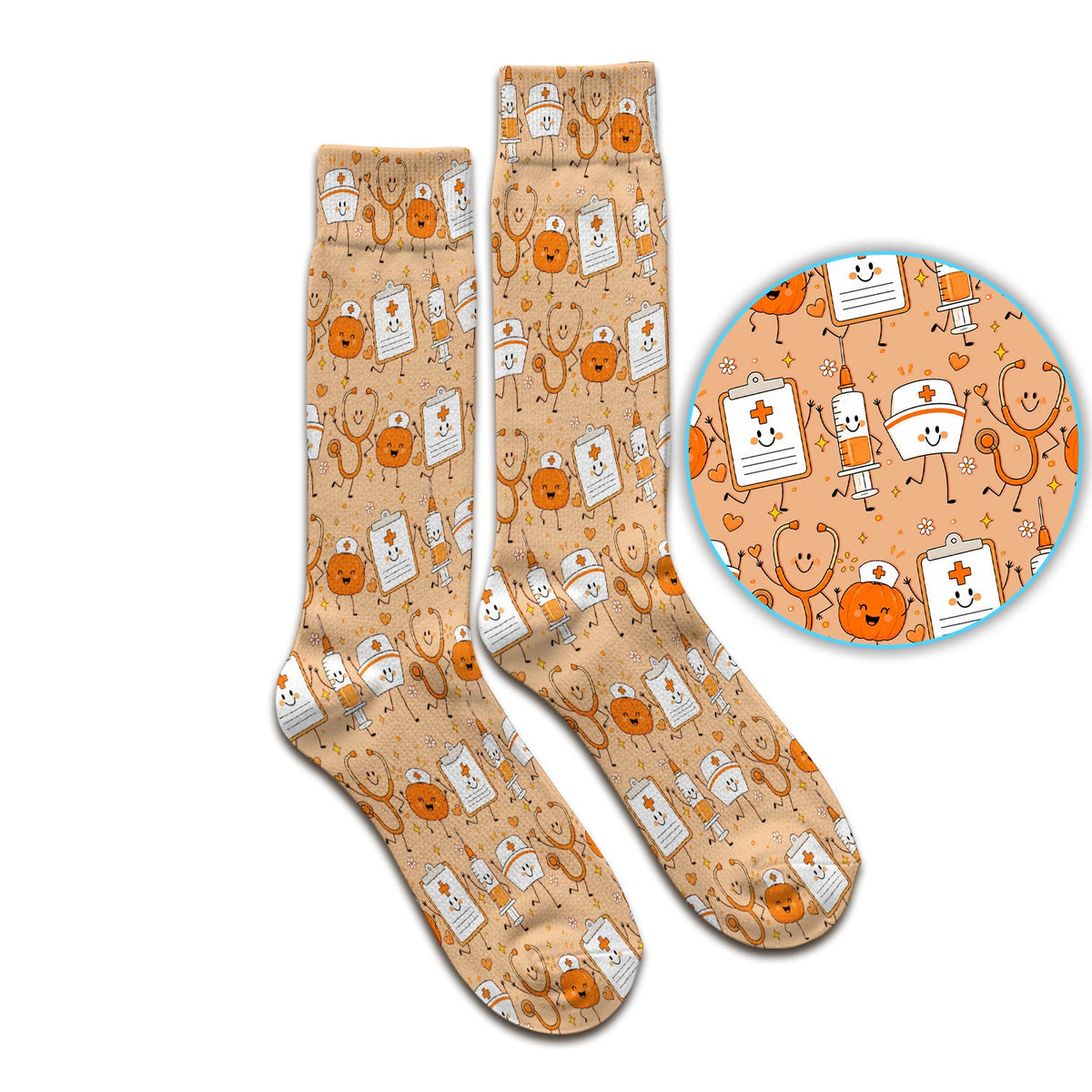 Stethoscope Medical Icons Nurse Socks - Halloween Gift