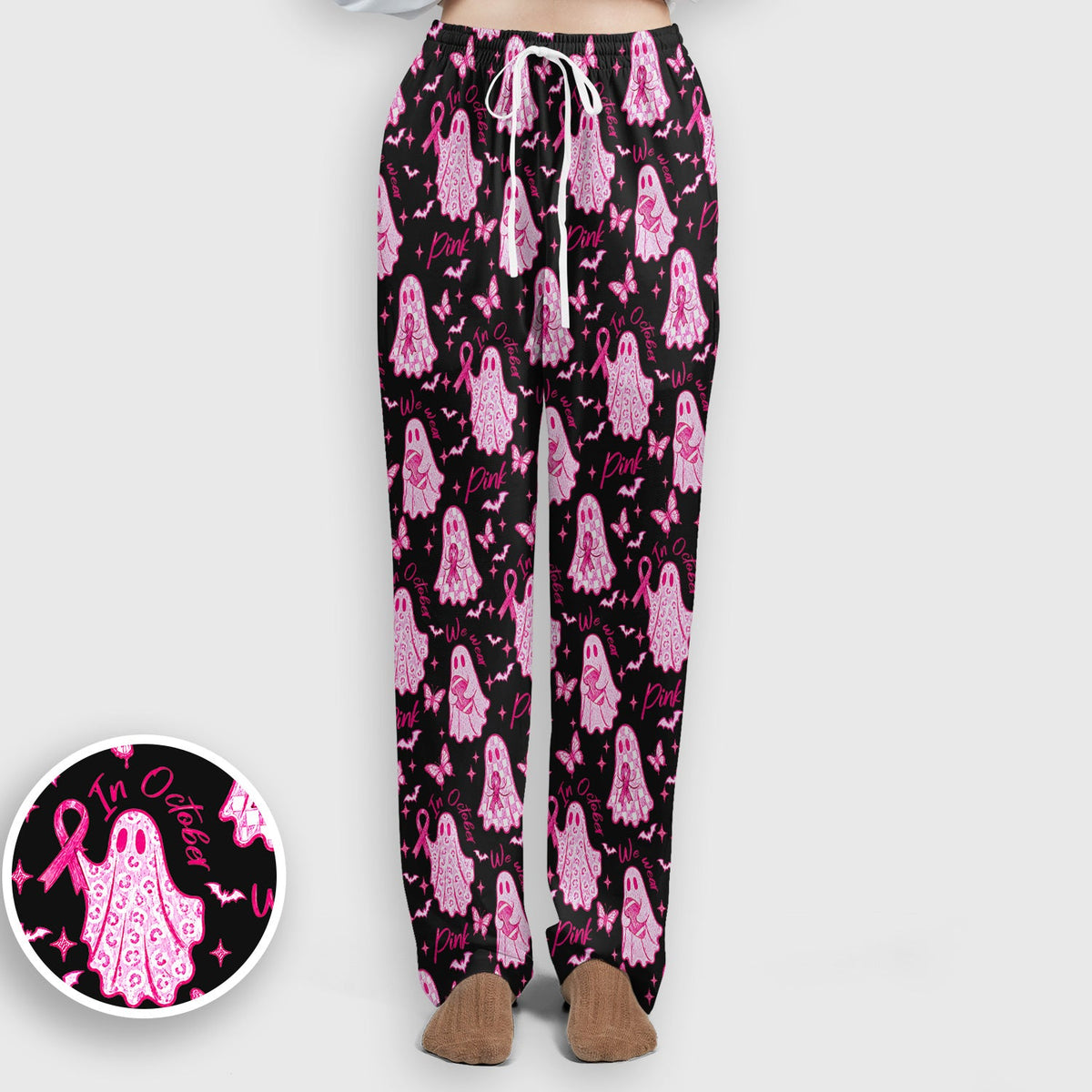 Spooky Pink Ribbon Ghost Nurse Scrub Set