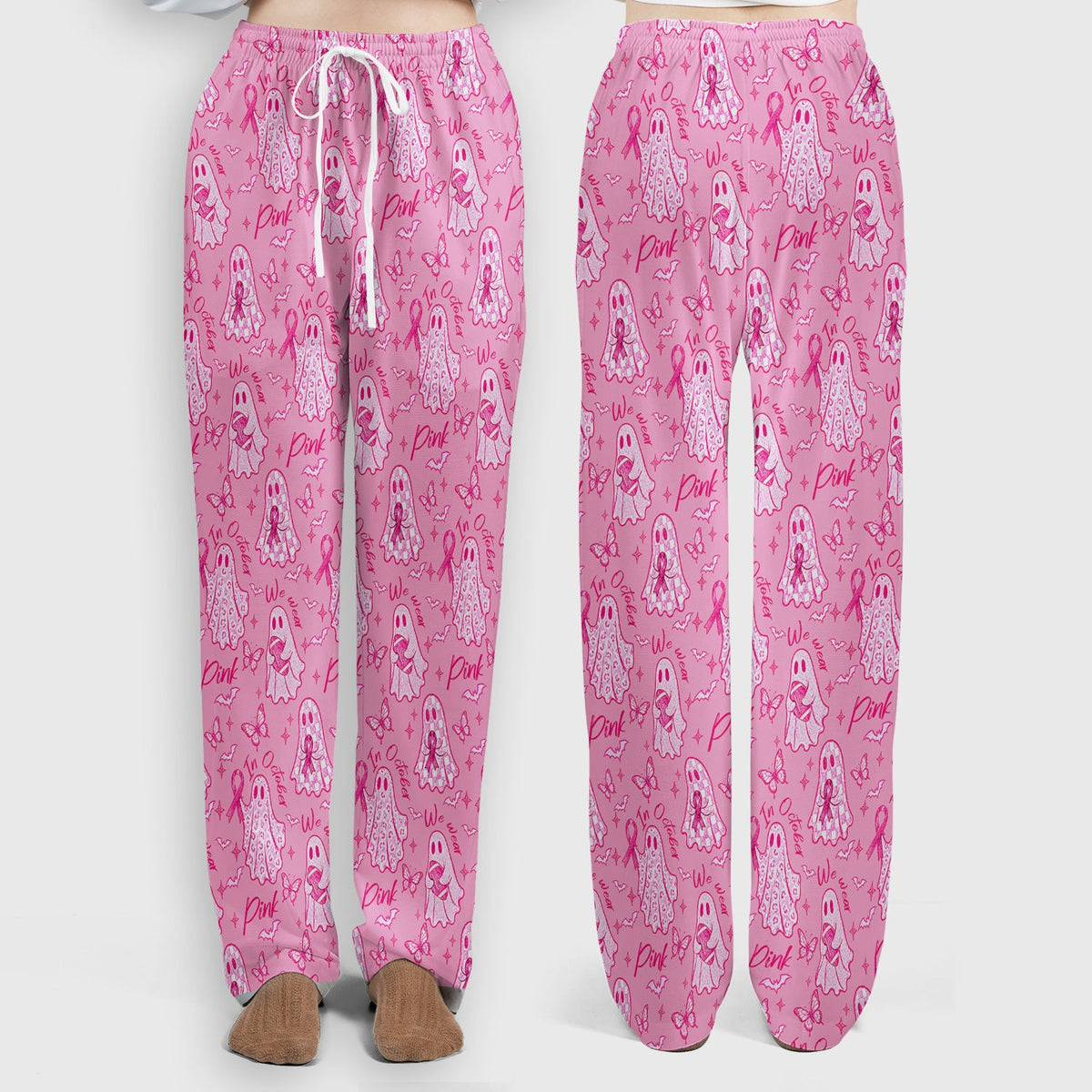 Spooky Pink Ribbon Ghost Nurse Scrub Set