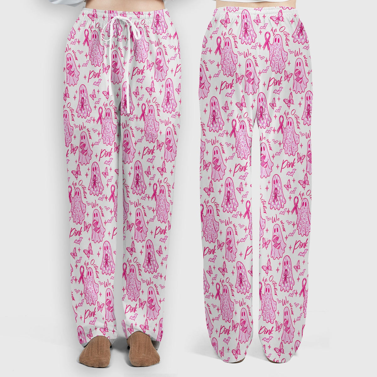 Spooky Pink Ribbon Ghost Nurse Scrub Set