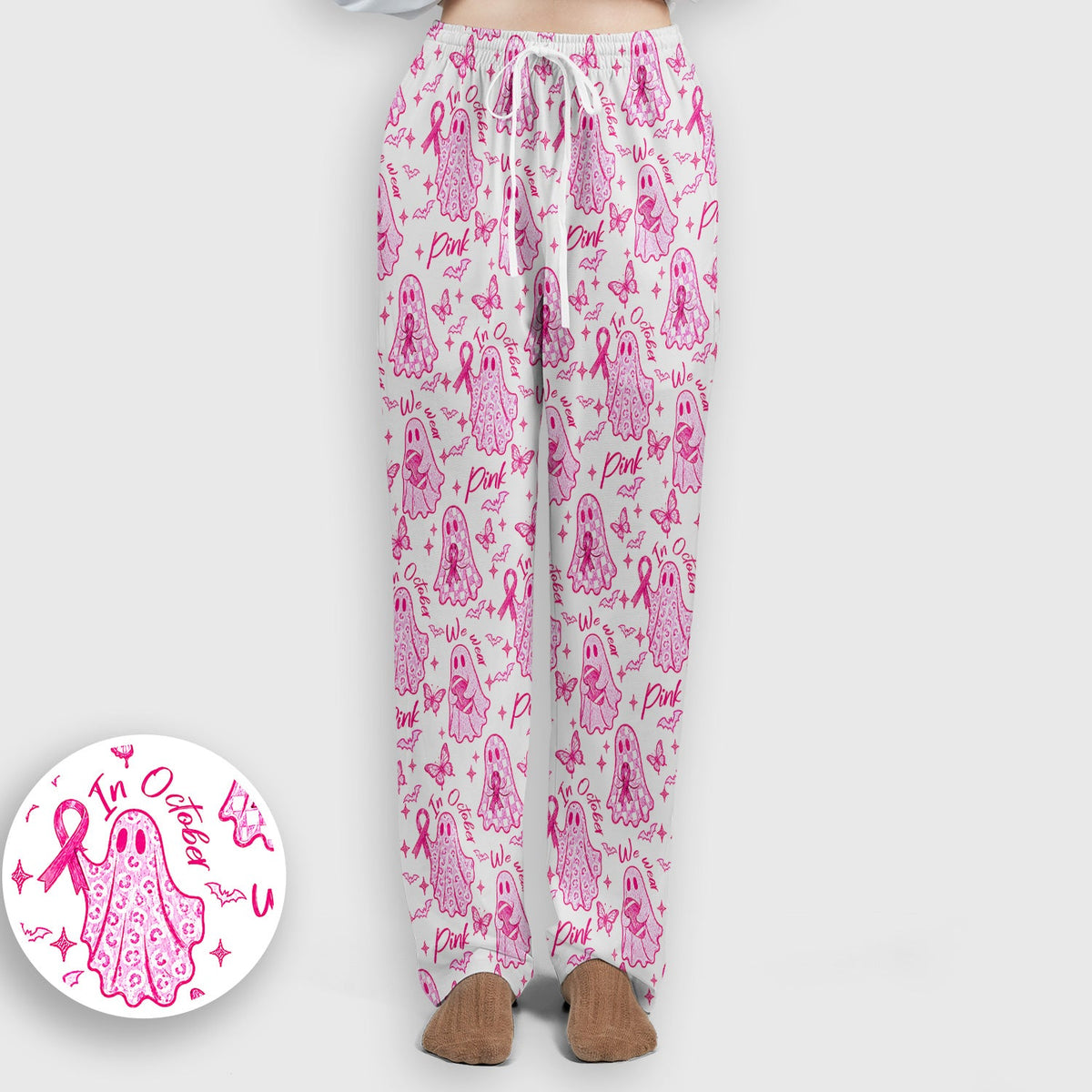 Spooky Pink Ribbon Ghost Nurse Scrub Set