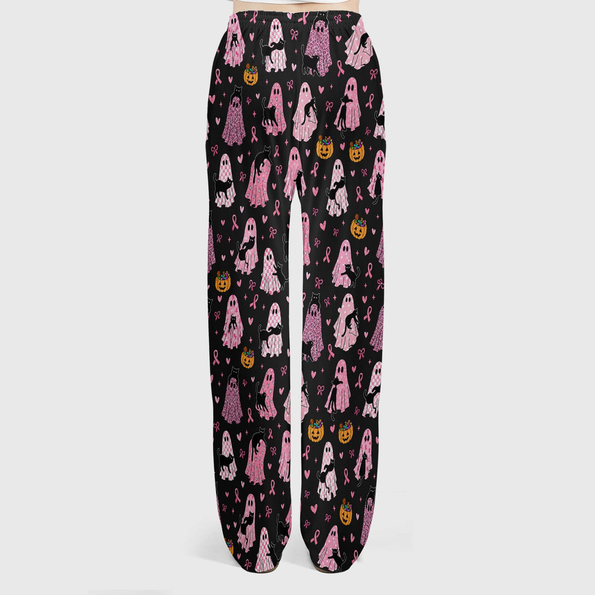 Breast Cancer Awareness Ghost Cat Nurse Scrub Set