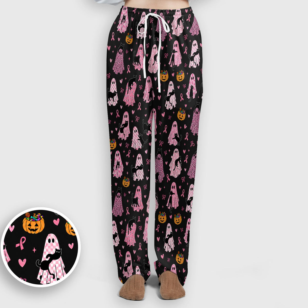 Breast Cancer Awareness Ghost Cat Nurse Scrub Set