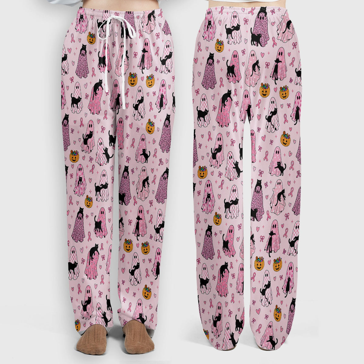 Breast Cancer Awareness Ghost Cat Nurse Scrub Set