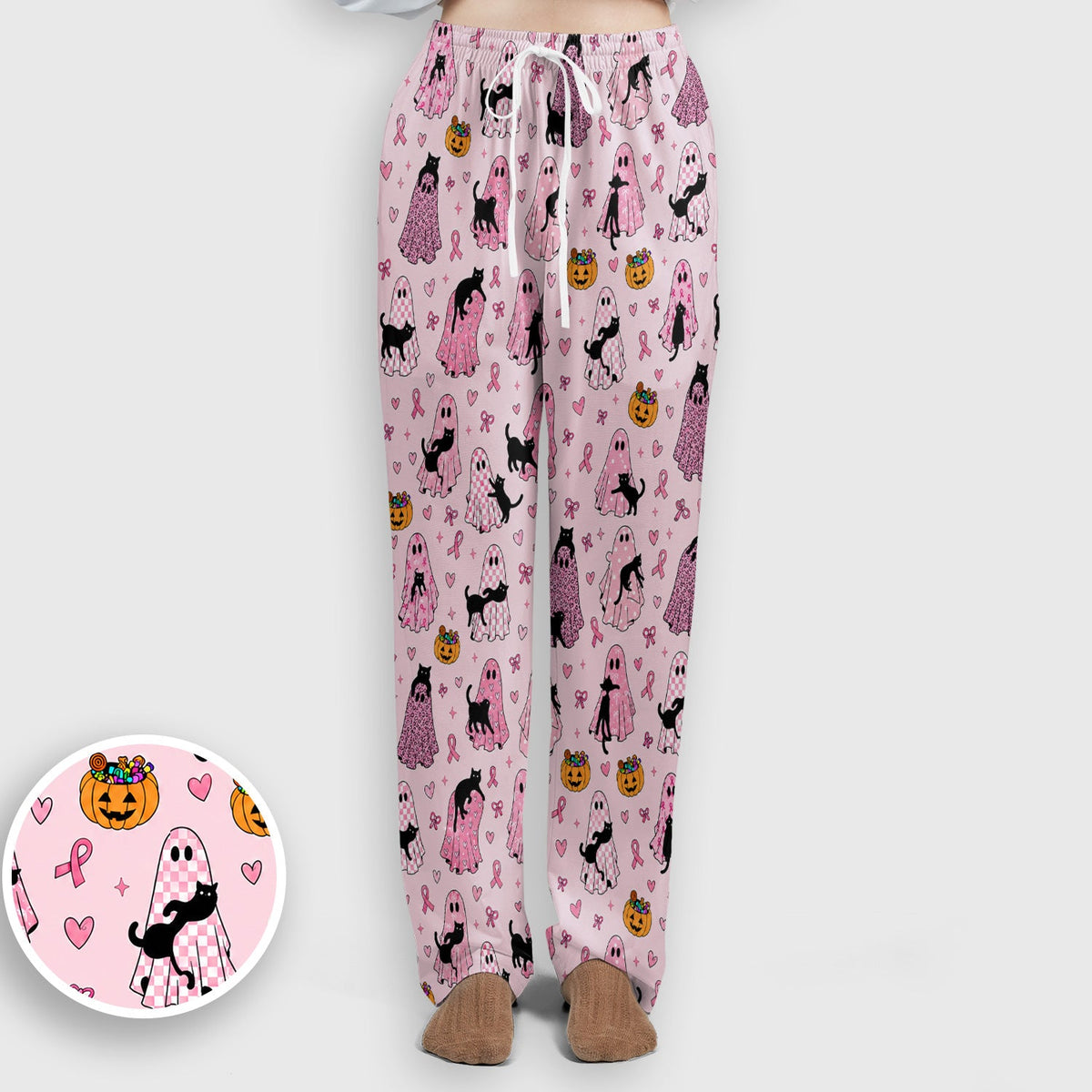 Breast Cancer Awareness Ghost Cat Nurse Scrub Set
