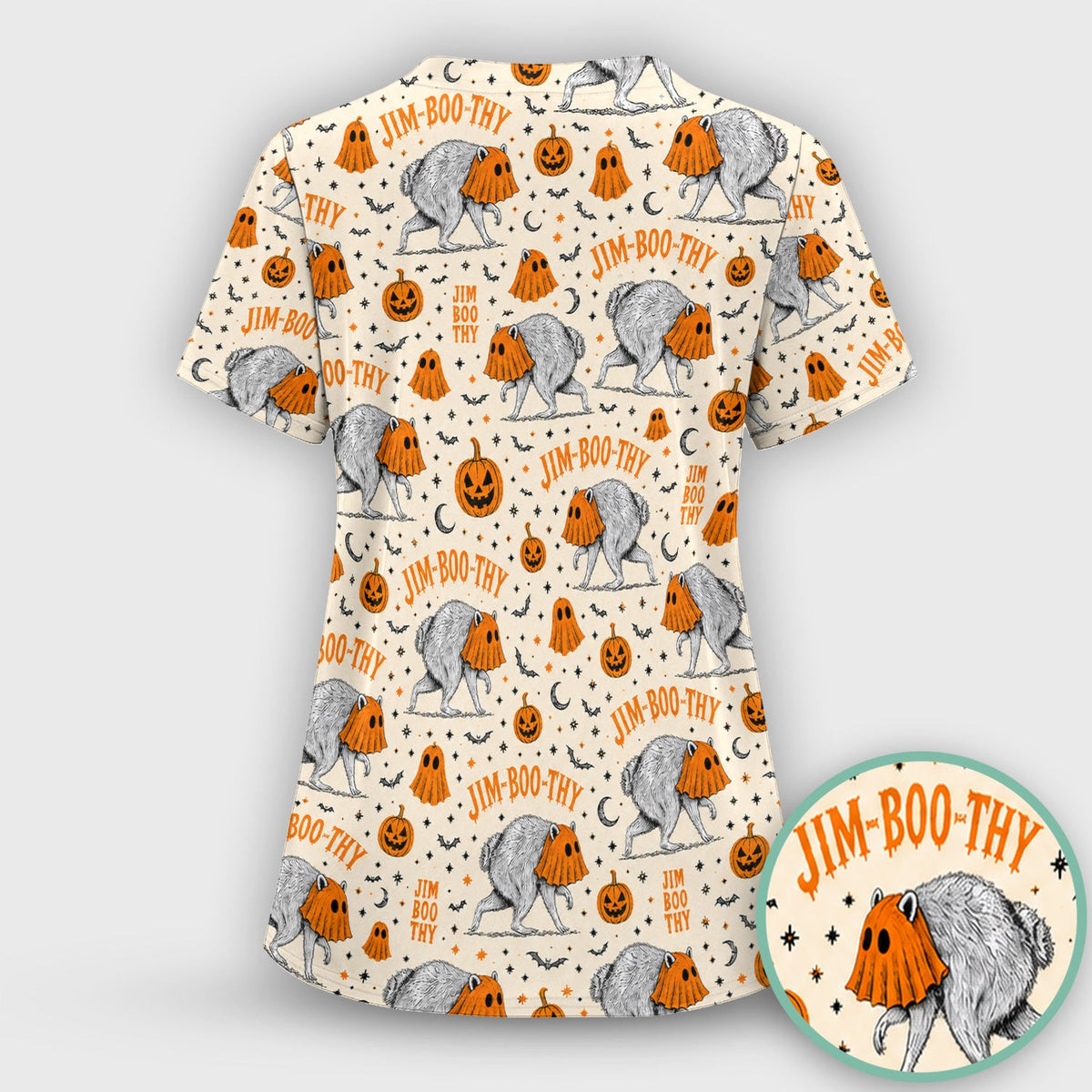 Ghost Jimothy Nurse Scrub Top - Halloween Gift