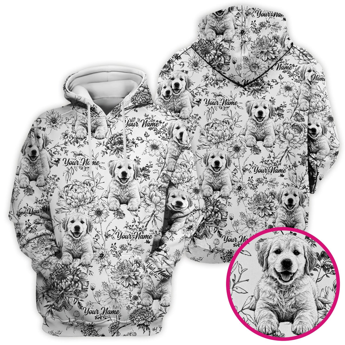 Personalized Pet Photo Floral Nurse Scrub Top