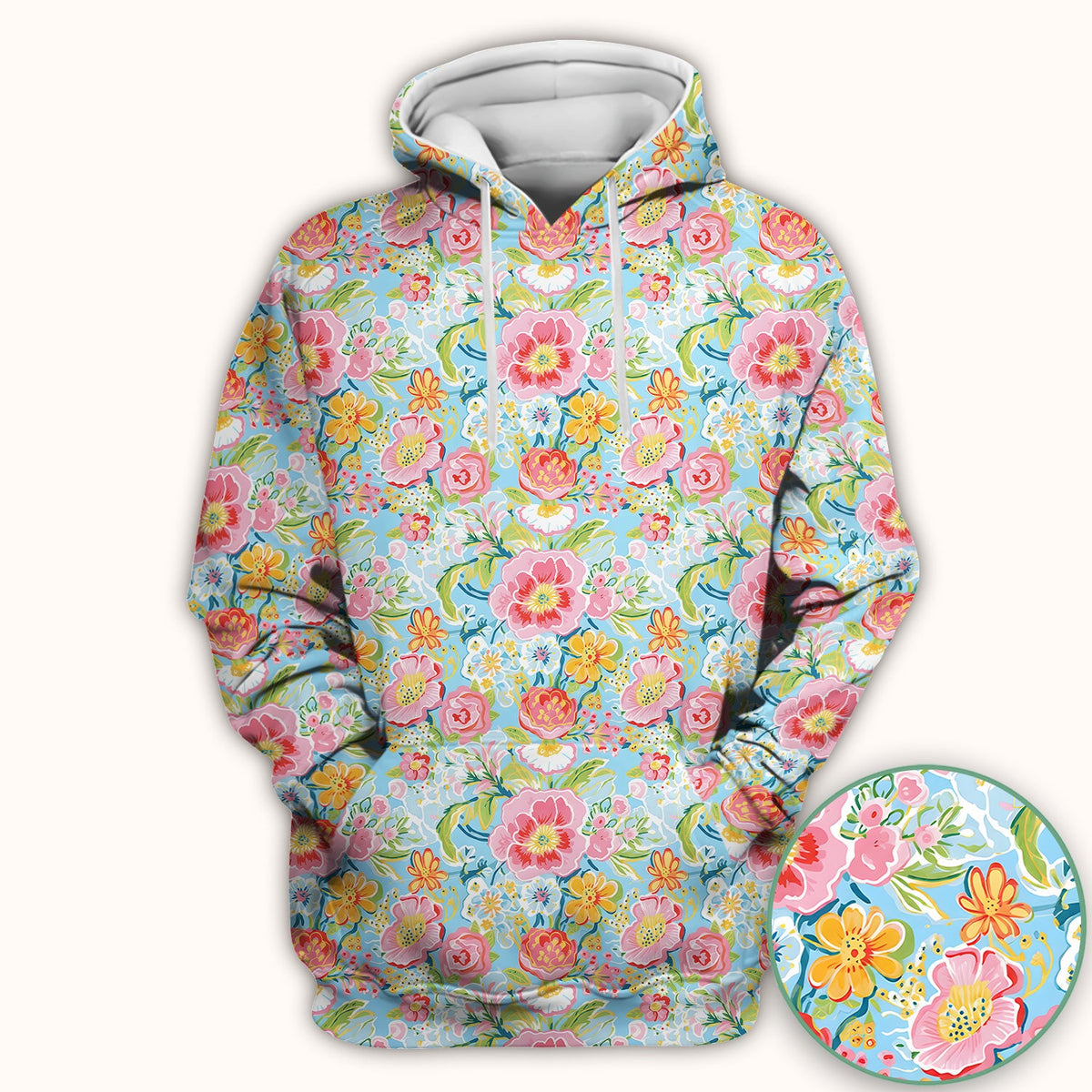 Pastel Tropical Floral Garden Nurse Scrub Top