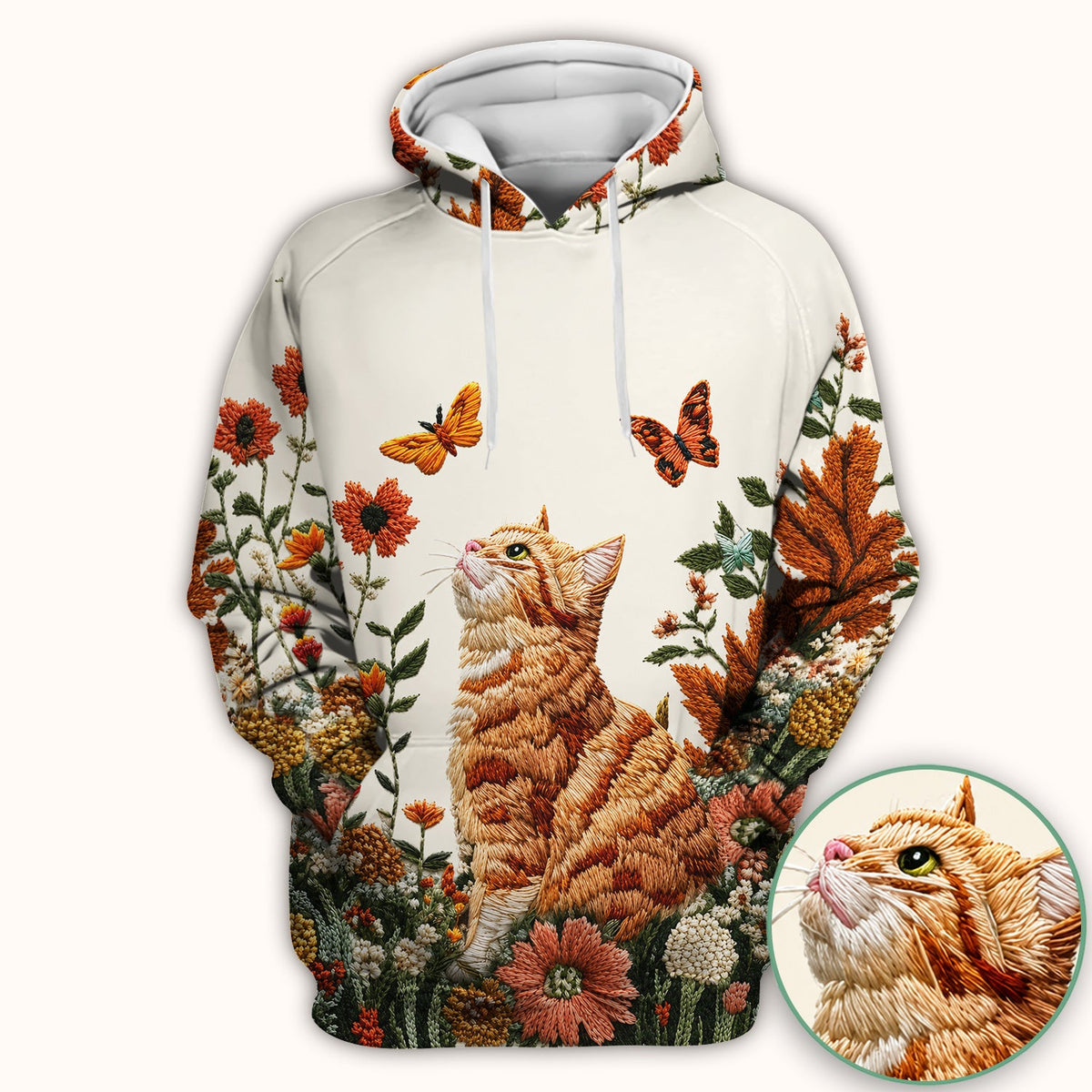Orange Cat Wildflower Nurse Scrub Top