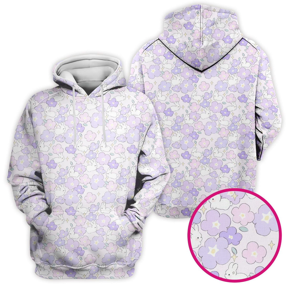 Bunny Floral Pastel Nurse Scrub Top