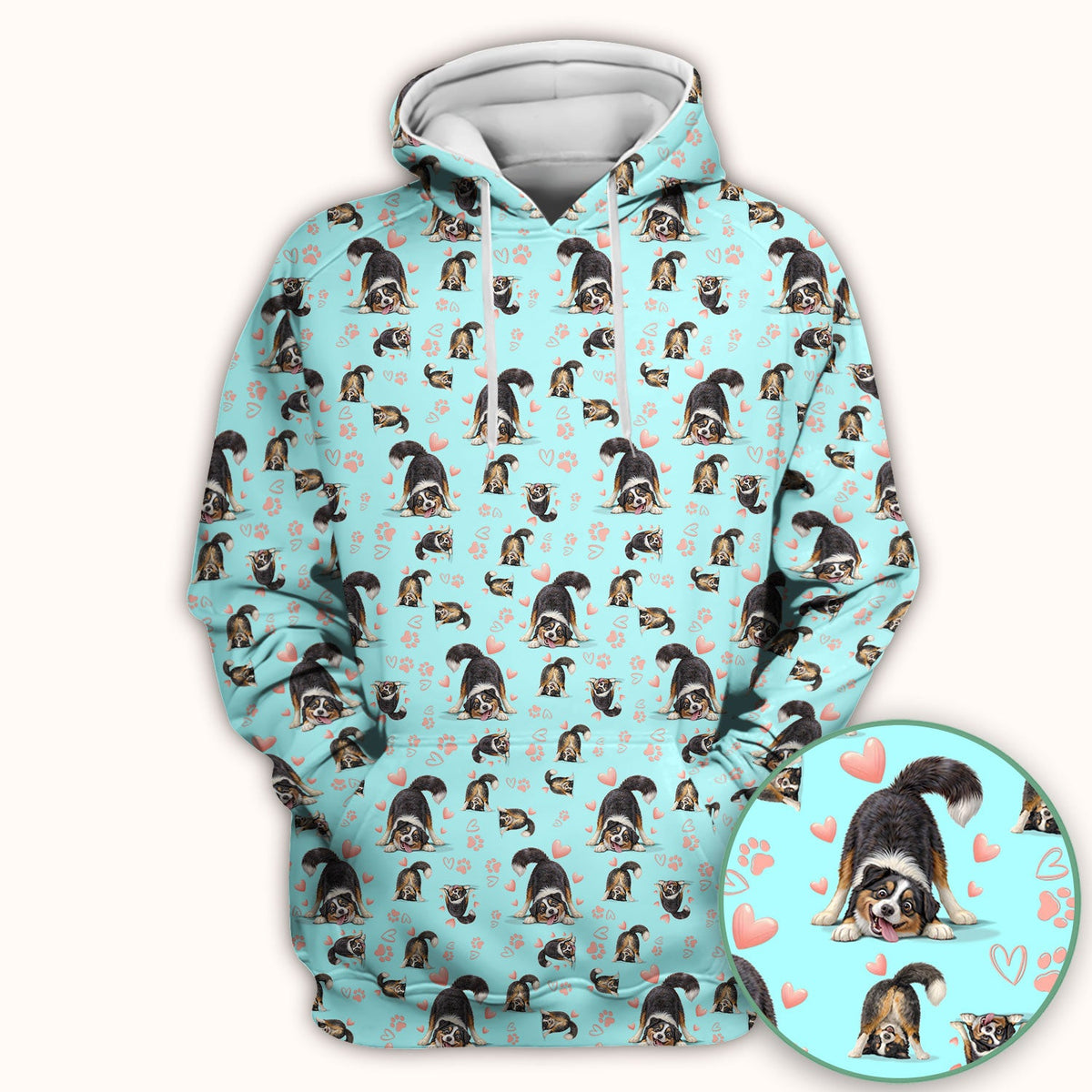 Playful Dog Heart Medical Print Scrub Top, Breathable Fabrics Nursing Uniform
