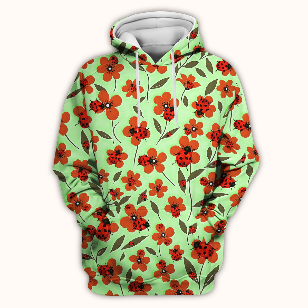 Ladybug Orange Floral Garden Nurse Scrub Top