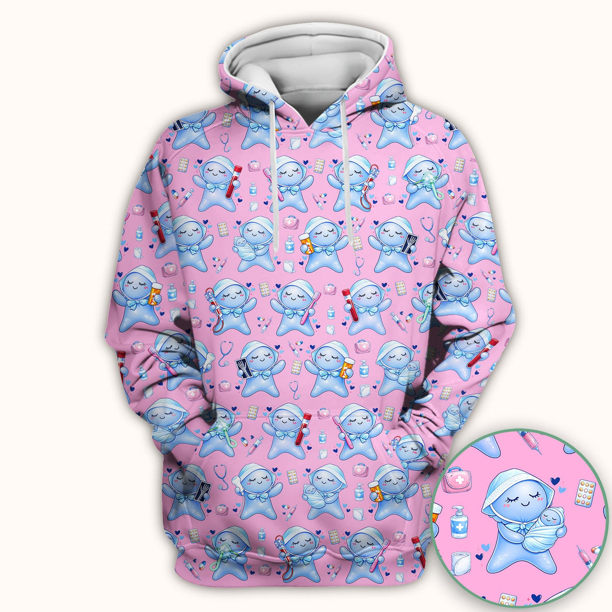 Dental Tooth Character Nurse Scrub Top