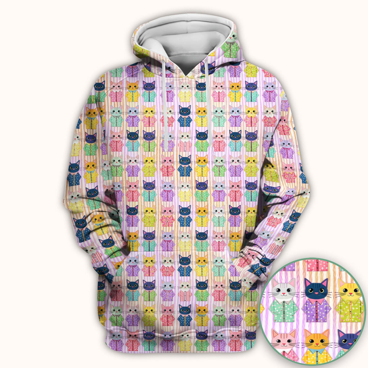 Cat Pajama Print Nurse Scrub Top