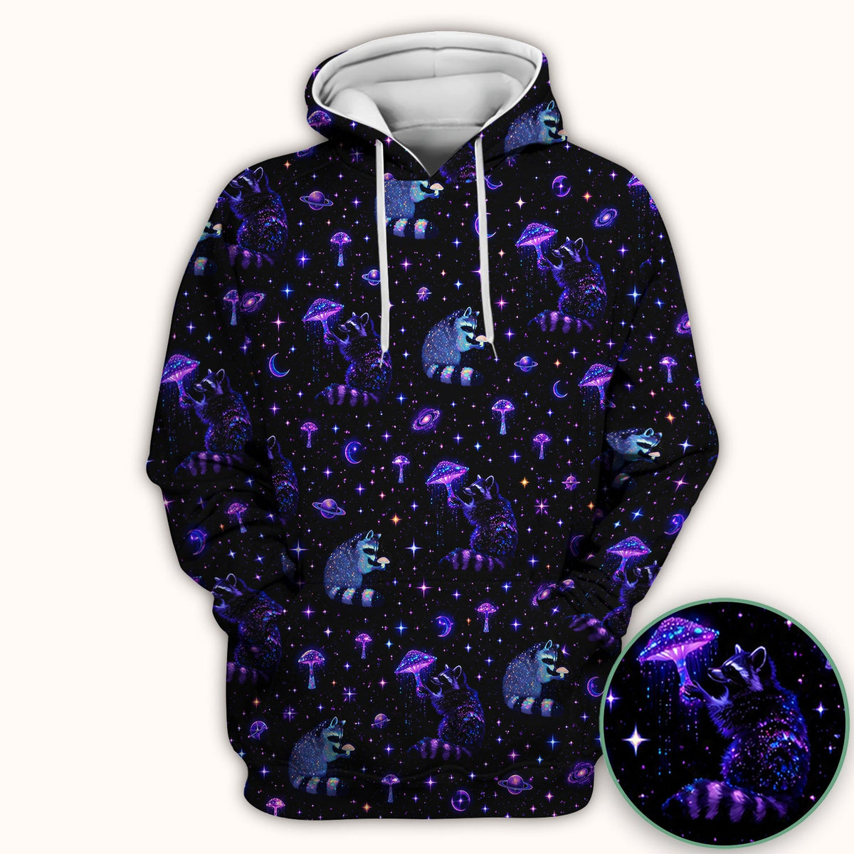 Raccoon Mushroom Galaxy Nurse Scrub Top