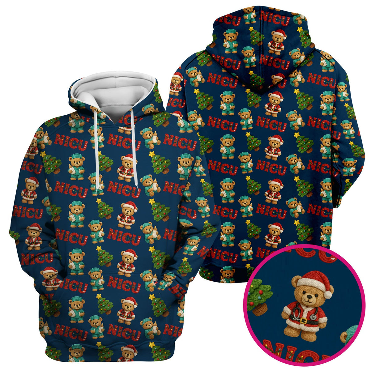 NICU Nurse Teddy Bear Scrub Top - Christmas Gift