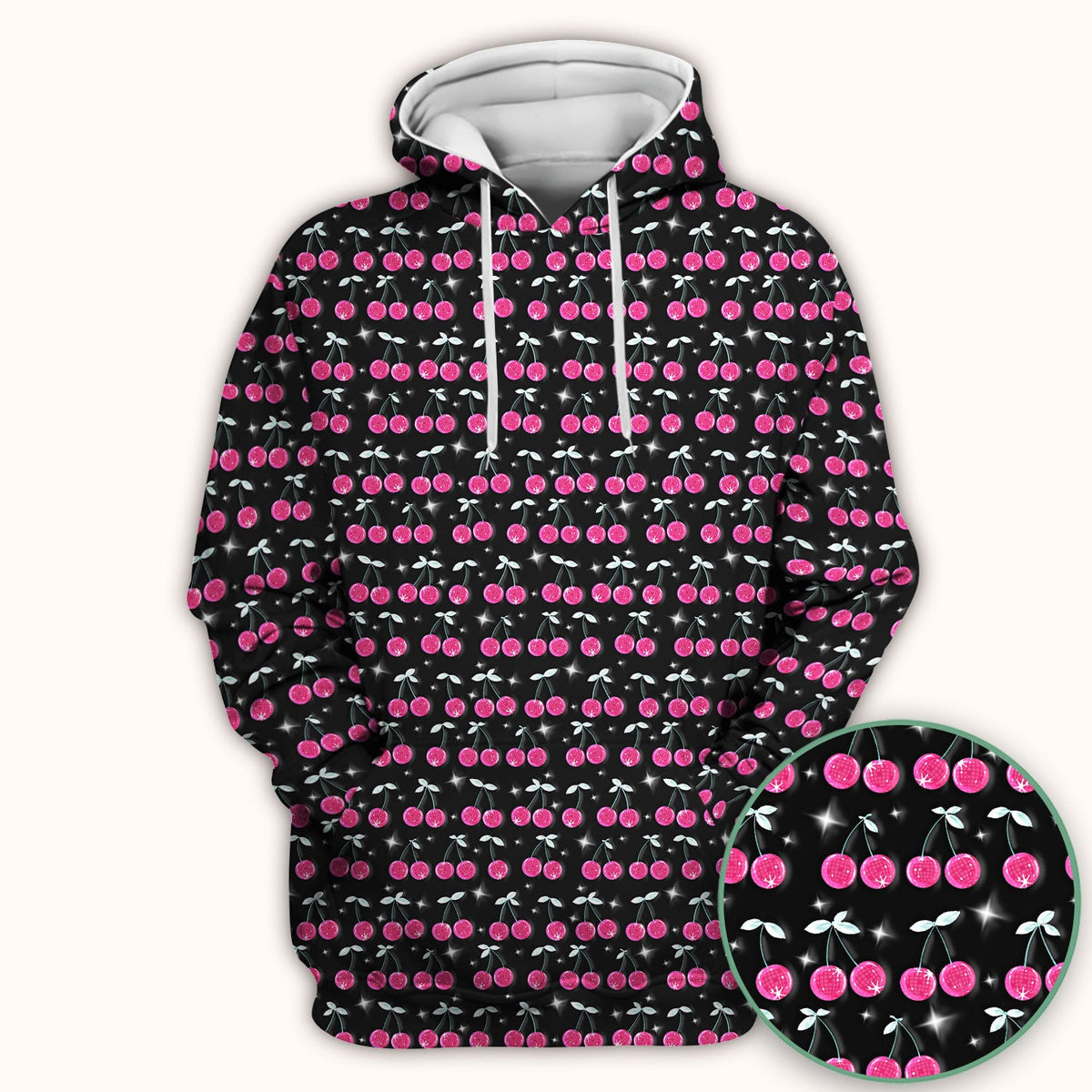 Pink Cherry Sparkle Nurse Scrub Top