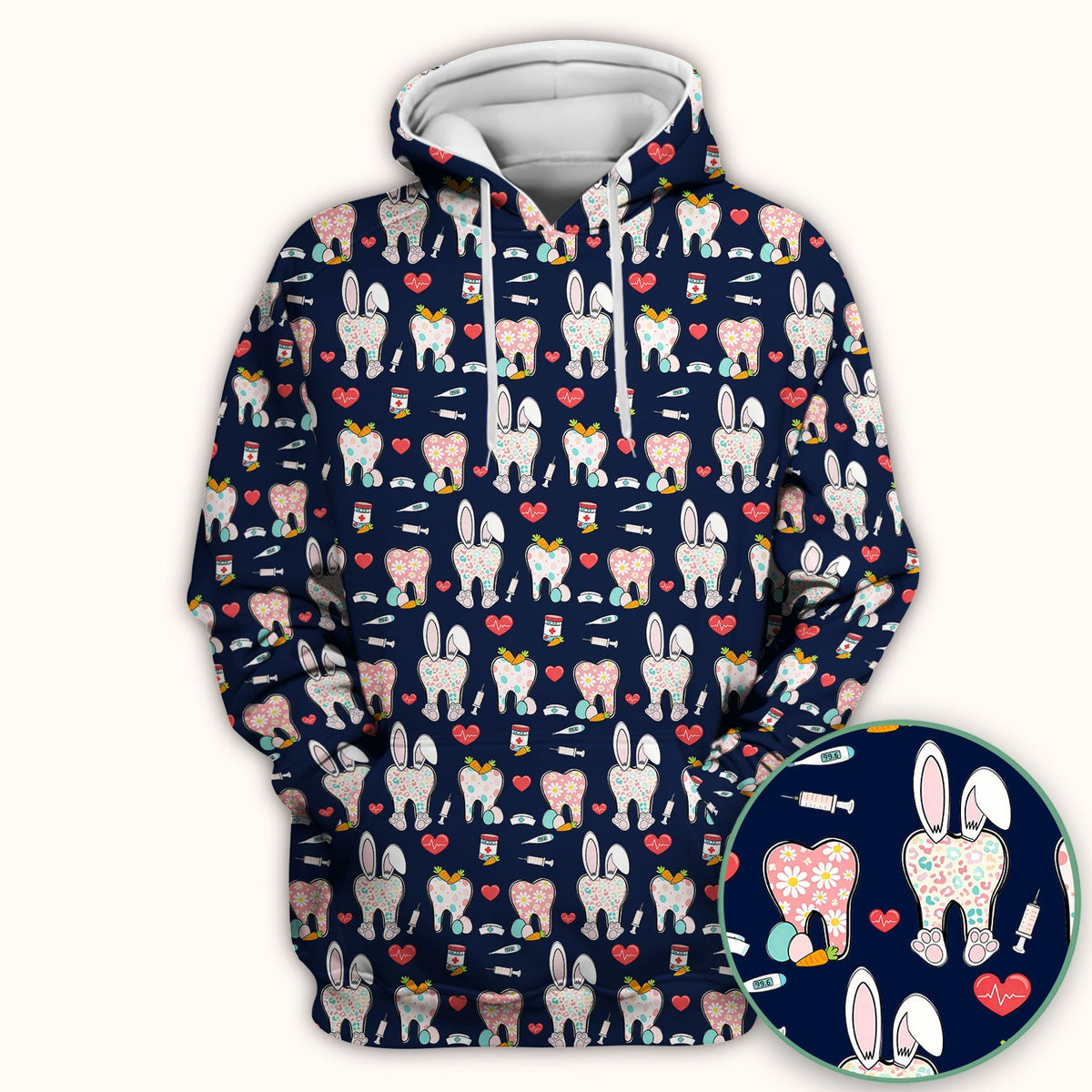 Easter Bunny Dentist Nurse Scrub Top