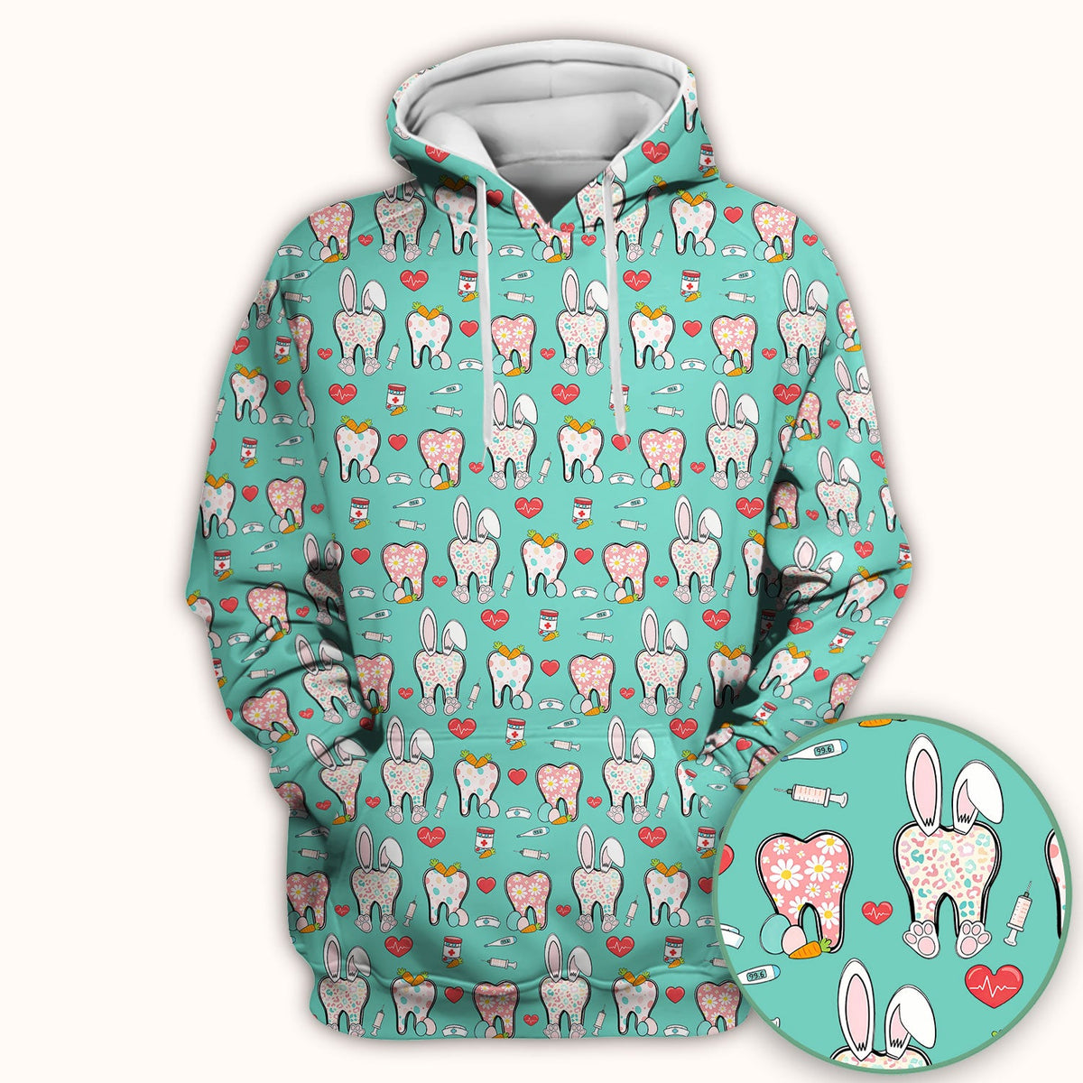 Easter Bunny Dentist Nurse Scrub Top