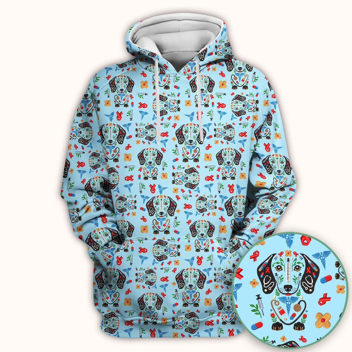 Dachshund Medical Icon Nurse Scrub Top