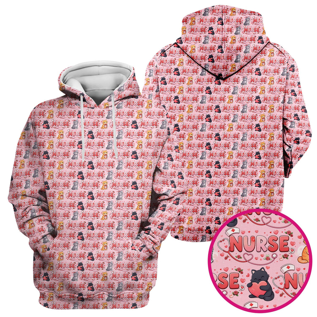 Cat Heart Nurse Scrub Top - Valentines Day Gift