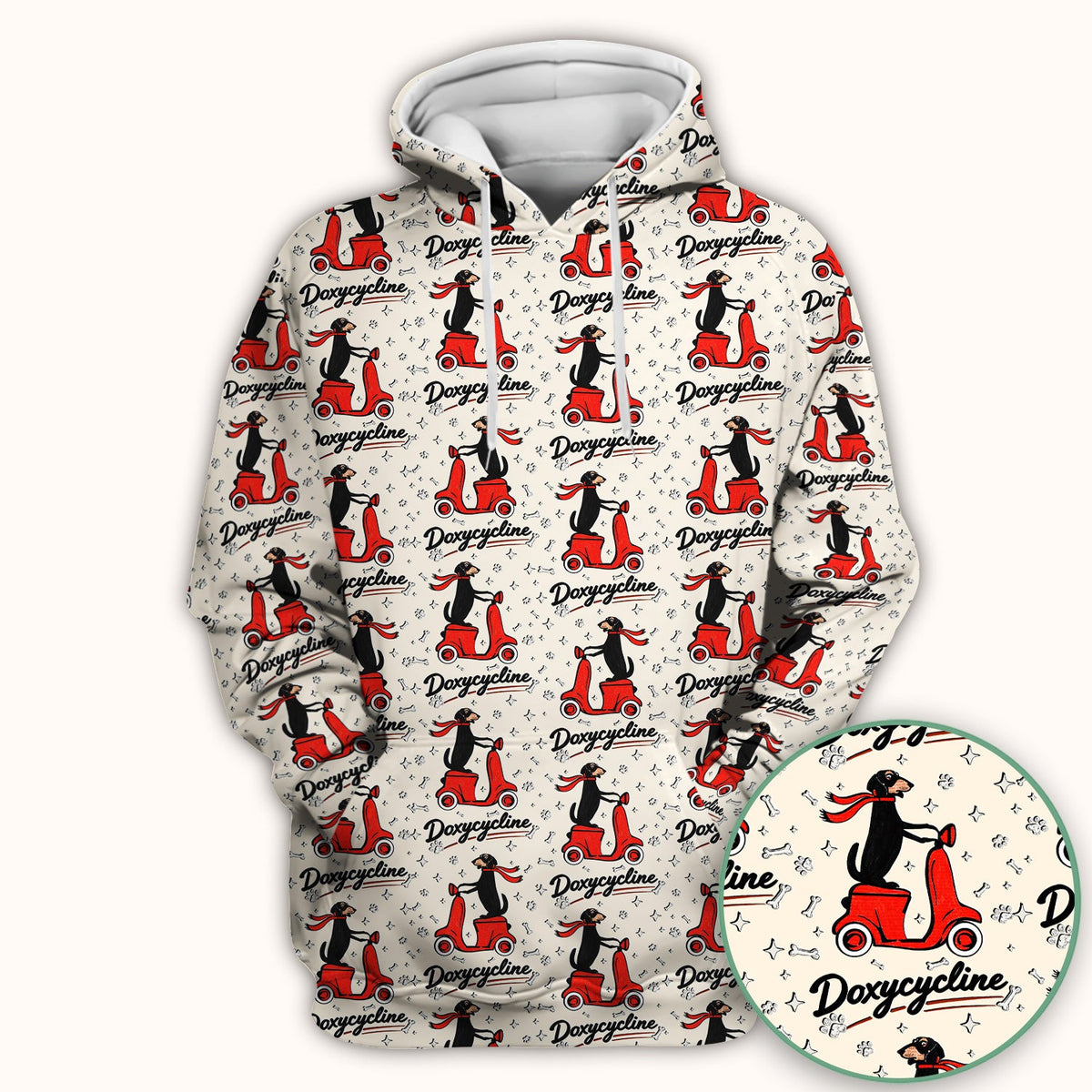 Funny Dachshund Riding Scooter Doxycycline Print Scrub Top ,Comfortable Scrubs for Nurses