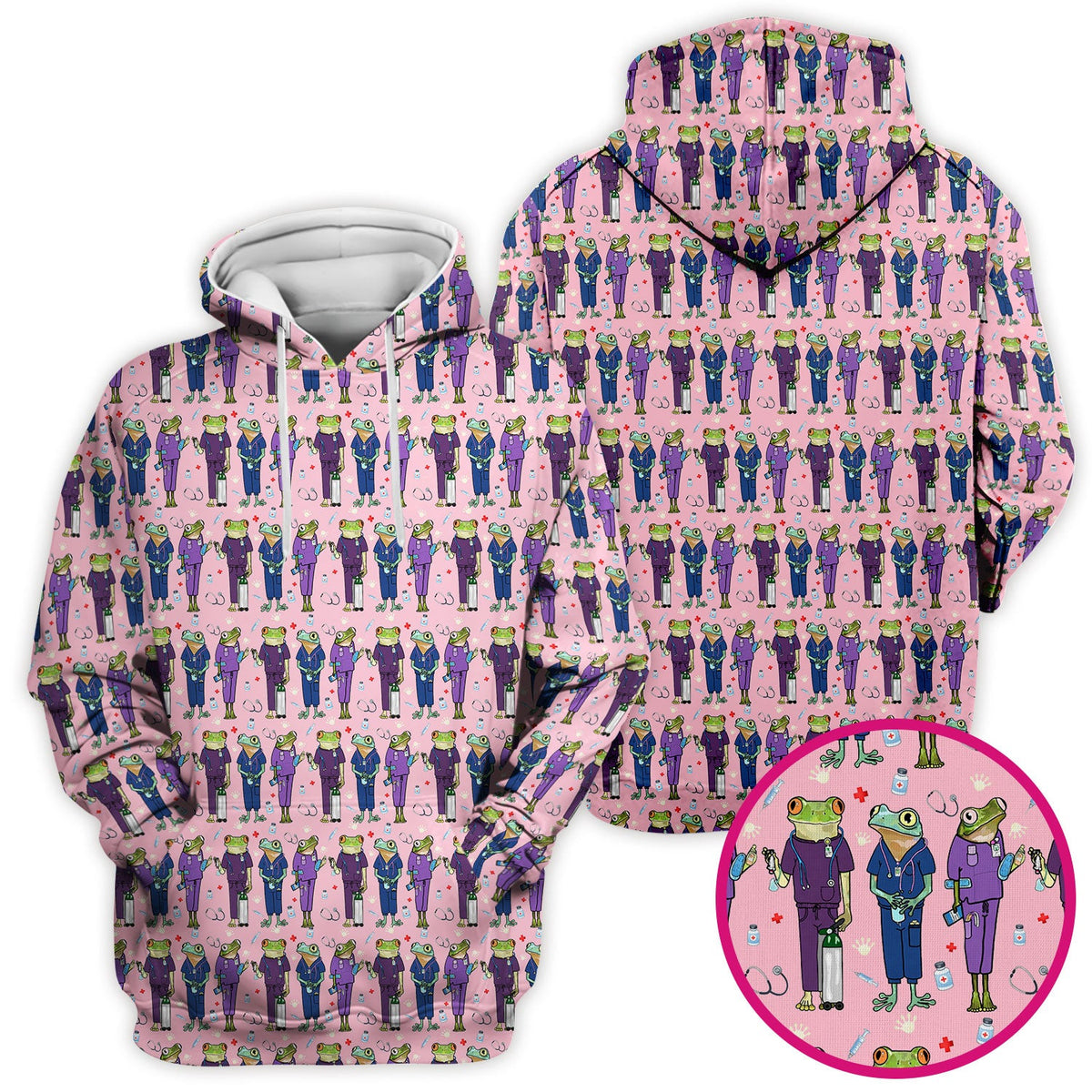 Frog Print Nurse Scrub Top
