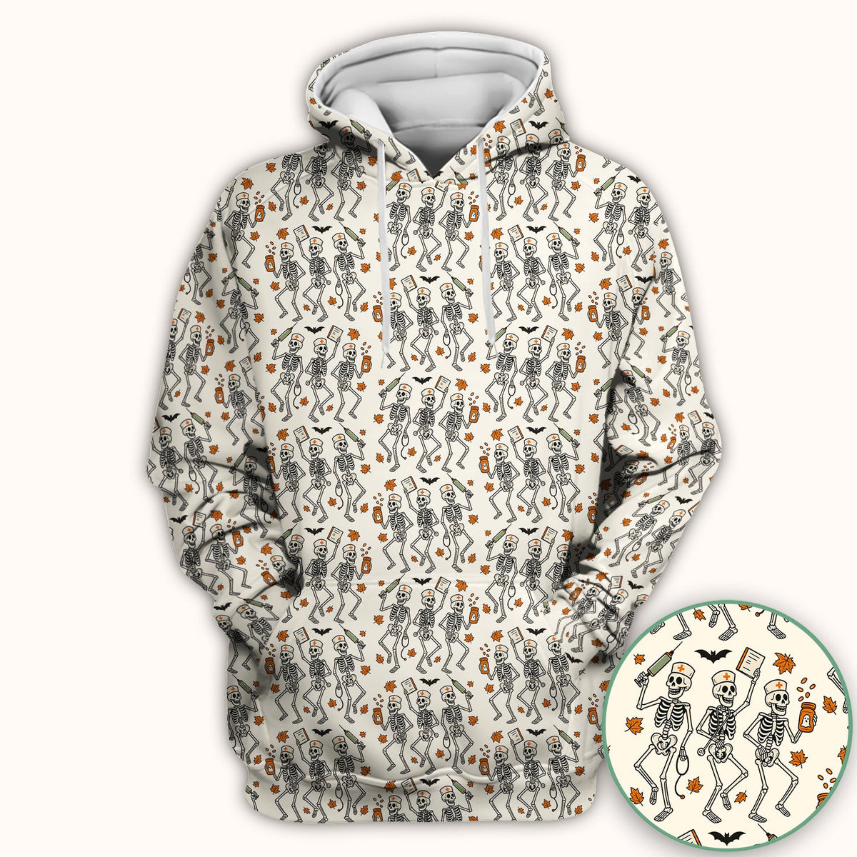 Skeleton Nurse Scrub Top - Halloween Gift