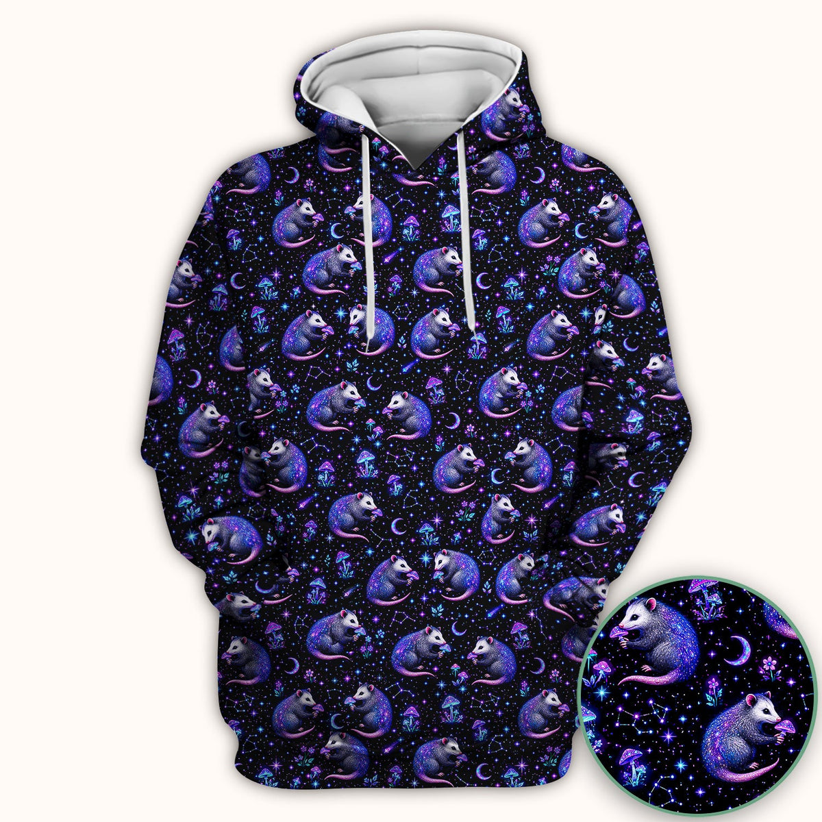 Celestial Purple Opossum Mushroom Nurse Scrub Top