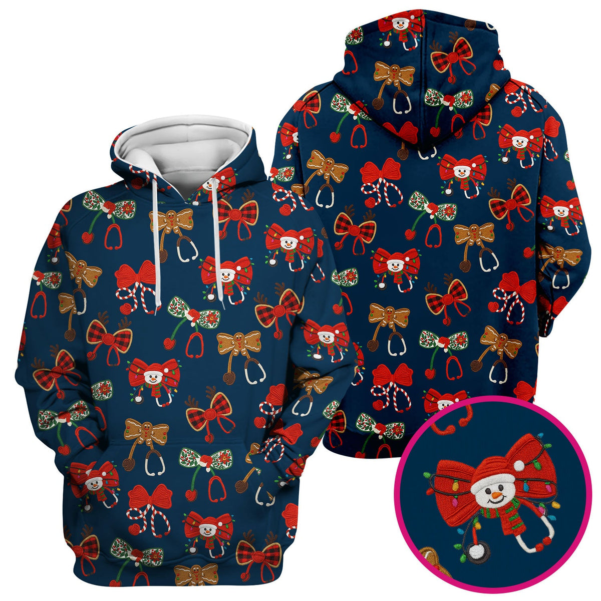 Christmas Stethoscope Bow Nurse Scrub Top