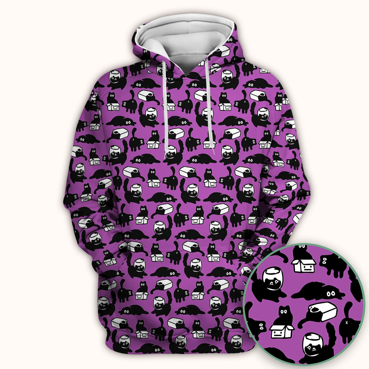 Dark Playful Cat Nurse Scrub Top