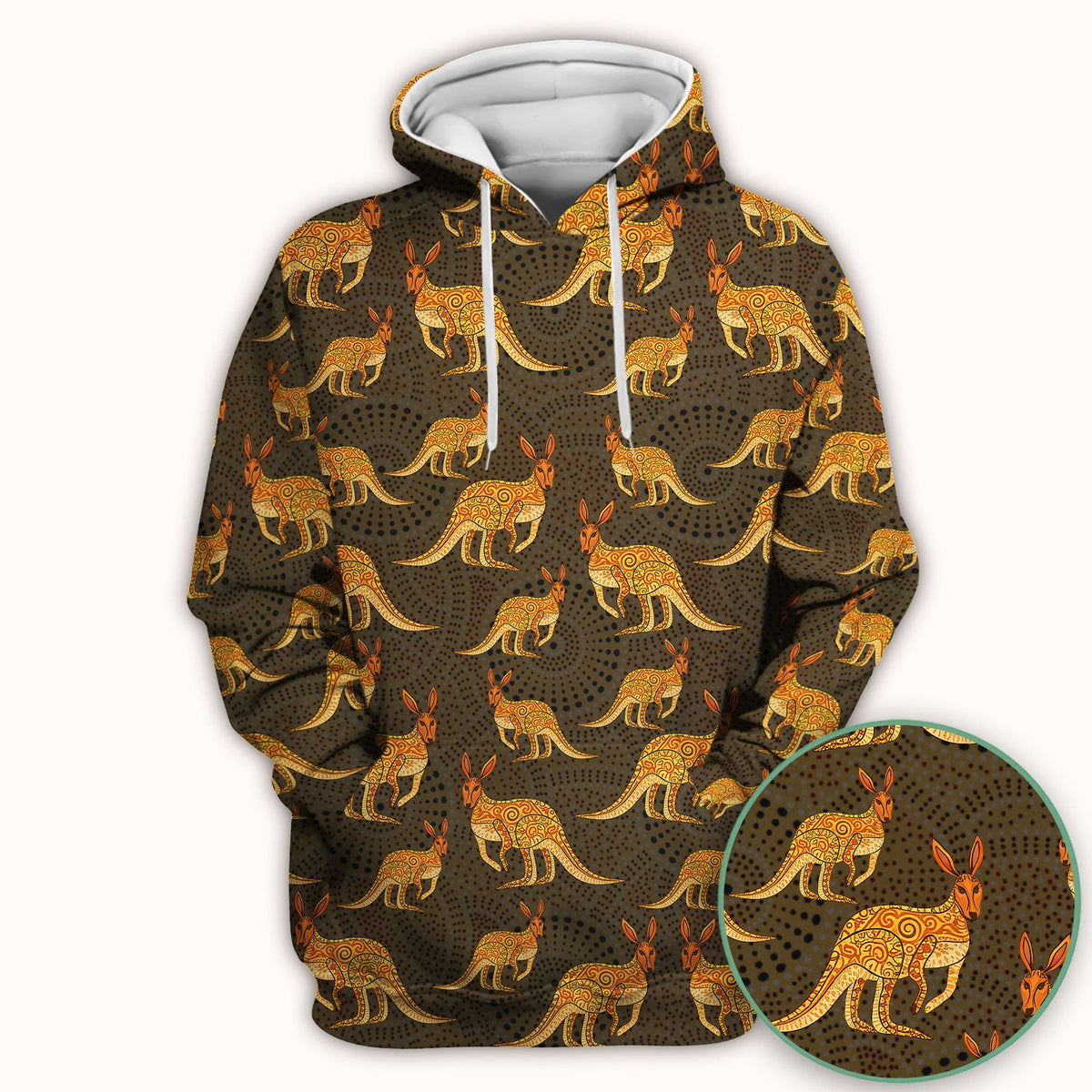 Australian Kangaroo Dot Art Nurse Scrub Top