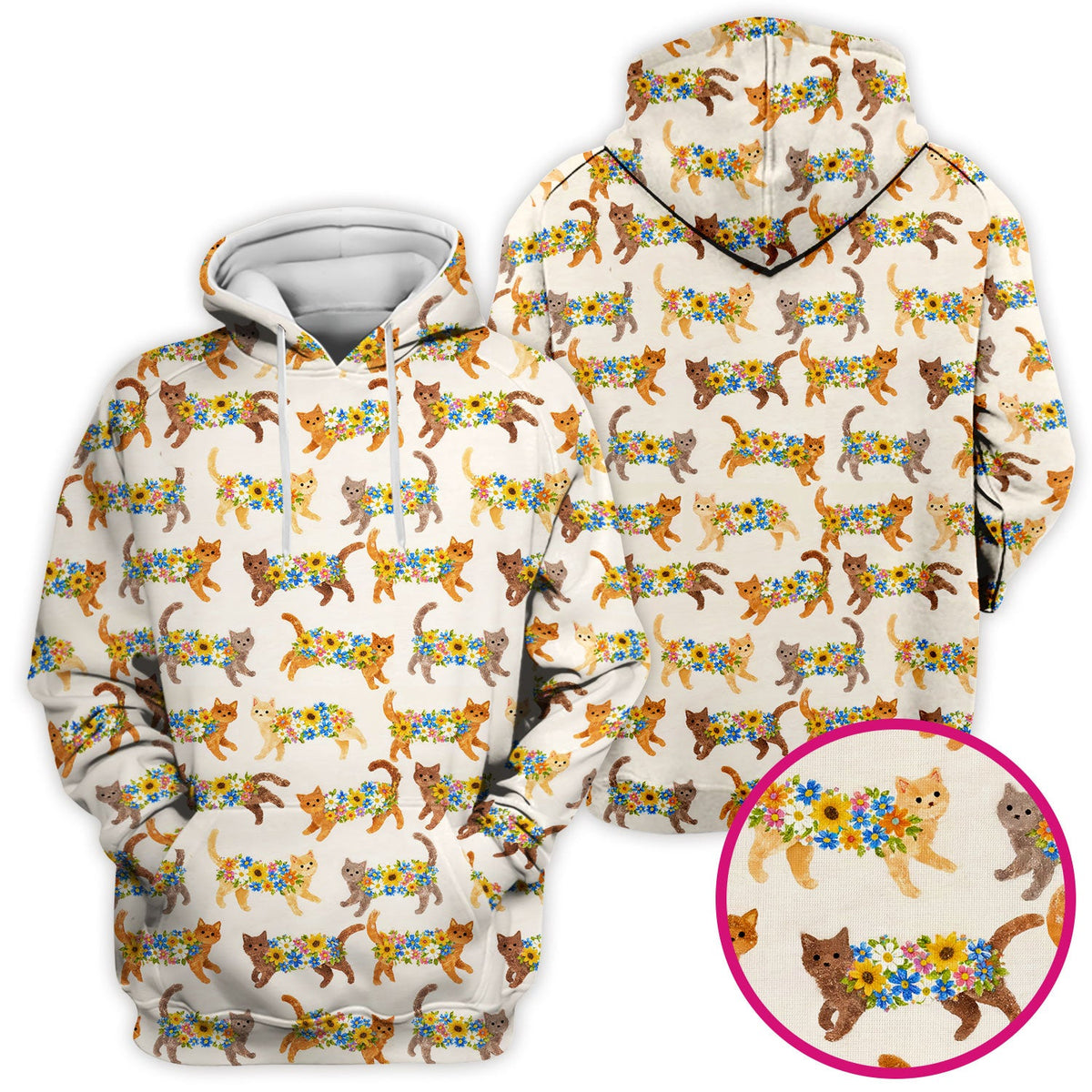 Flower Filled Cat Nurse Scrub Top