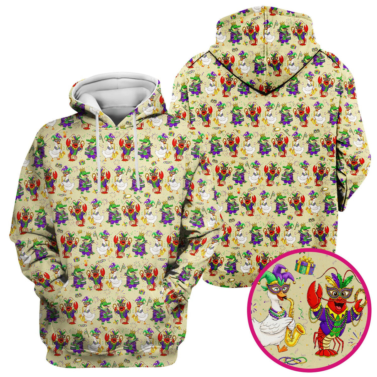 Crawfish Duck Mardi Gras Nurse Scrub Top
