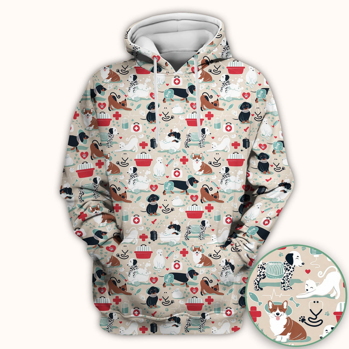 Dogs Veterinary Tools Nurse Scrub Top